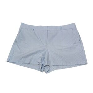 LOFT The Riviera Short Blue White Stripe Seersucker Cotton Women's Size 14